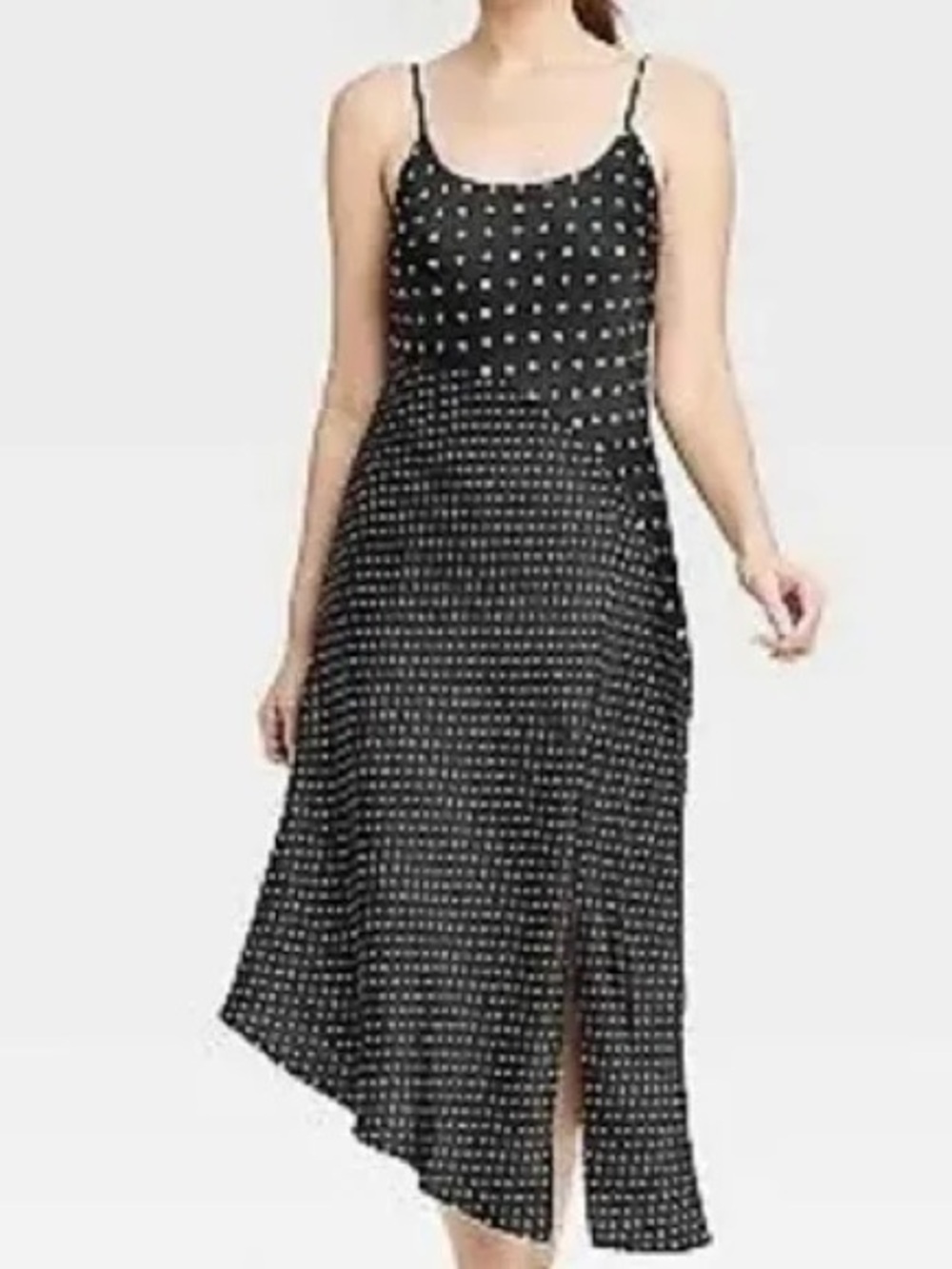 a new day Black Polka Dot spaghetti strap Slip Dress size M